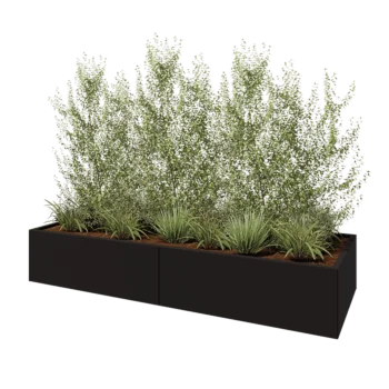 Steel planter XXL - Rectangle - 240 x 80 x 40 cm - RAL9005 matt (black) - Without bottom plate