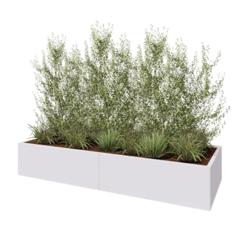Steel planter XXL - Rectangle - 240 x 80 x 40 cm - RAL9005 matt (white) - With bottom plate