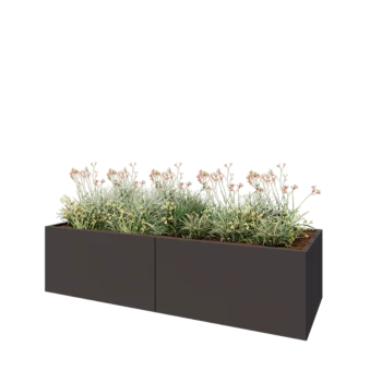 Steel planter XXL - Rectangle - 240 x 80 x 60 cm - RAL7016 matt (anthracite grey) - With bottom plate