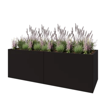 Steel planter XXL - Rectangle - 240 x 80 x 80 cm - RAL9005 matt (black) - With bottom plate