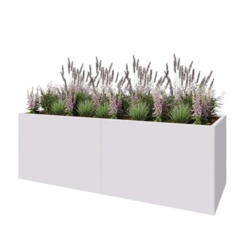 Steel planter XXL - Rectangle - 240 x 80 x 80 cm - RAL9005 matt (white) - With bottom plate