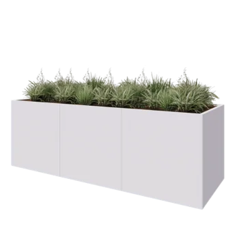Steel planter XXL - Rectangle - 300 x 100 x 100 cm - RAL9005 matt (white) - With bottom plate
