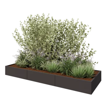 Steel planter XXL - Rectangle - 300 x 100 x 30 cm - RAL7016 matt (anthracite grey) - With bottom plate