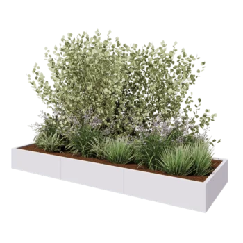 Steel planter XXL - Rectangle - 300 x 100 x 30 cm - RAL9005 matt (white) - Without bottom plate
