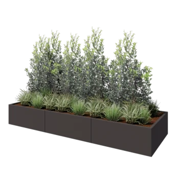 Steel planter XXL - Rectangle - 300 x 100 x 40 cm - RAL7016 matt (anthracite grey) - With bottom plate