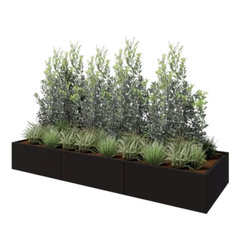 Steel planter XXL - Rectangle - 300 x 100 x 40 cm - RAL9005 matt (black) - Without bottom plate