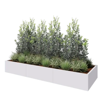 Steel planter XXL - Rectangle - 300 x 100 x 40 cm - RAL9005 matt (white) - Without bottom plate