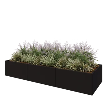 Steel planter XXL - Rectangle - 300 x 100 x 50 cm - RAL9005 matt (black) - Without bottom plate