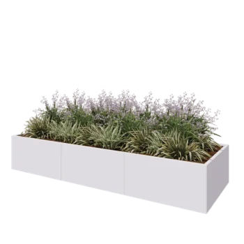 Steel planter XXL - Rectangle - 300 x 100 x 50 cm - RAL9005 matt (white) - Without bottom plate