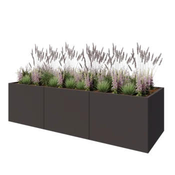 Steel planter XXL - Rectangle - 300 x 100 x 80 cm - RAL7016 matt (anthracite grey) - With bottom plate