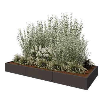 Steel planter XXL - Rectangle - 300 x 120 x 30 cm - RAL7016 matt (anthracite grey) - Without bottom plate