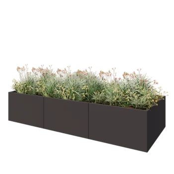 Steel planter XXL - Rectangle - 300 x 120 x 60 cm - RAL7016 matt (anthracite grey) - With bottom plate