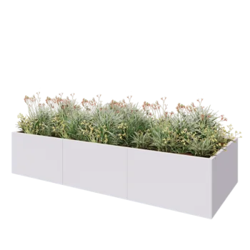 Steel planter XXL - Rectangle - 300 x 120 x 60 cm - RAL9005 matt (white) - With bottom plate