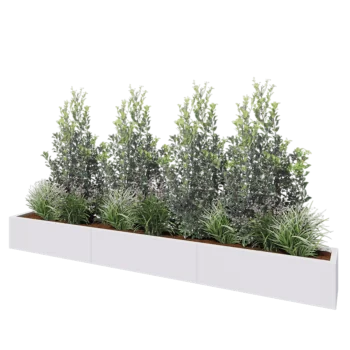Steel planter XXL - Rectangle - 300 x 30 x 30 cm - RAL9005 matt (white) - With bottom plate