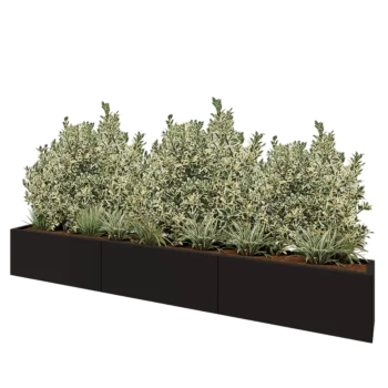 Steel planter XXL - Rectangle - 300 x 30 x 40 cm - RAL9005 matt (black) - Without bottom plate
