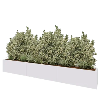 Steel planter XXL - Rectangle - 300 x 30 x 40 cm - RAL9005 matt (white) - With bottom plate