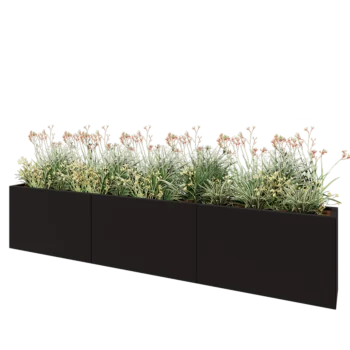Steel planter XXL - Rectangle - 300 x 30 x 60 cm - RAL9005 matt (black) - Without bottom plate