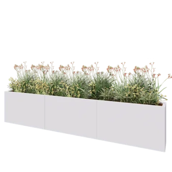 Steel planter XXL - Rectangle - 300 x 30 x 60 cm - RAL9005 matt (white) - With bottom plate