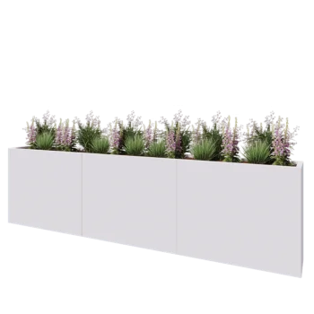 Steel planter XXL - Rectangle - 300 x 30 x 80 cm - RAL9005 matt (white) - With bottom plate