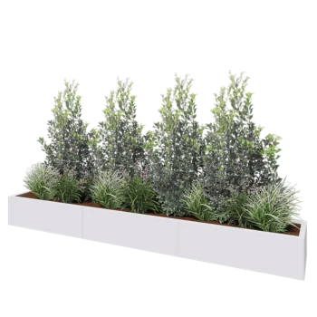 Steel planter XXL - Rectangle - 300 x 40 x 30 cm - RAL9005 matt (white) - Without bottom plate