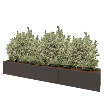 Steel planter XXL - Rectangle - 300 x 40 x 40 cm - Other RAL colour - With bottom plate