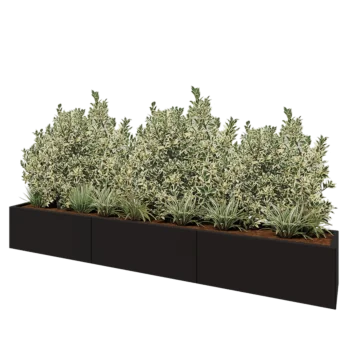 Steel planter XXL - Rectangle - 300 x 40 x 40 cm - RAL9005 matt (black) - With bottom plate