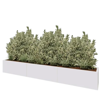 Steel planter XXL - Rectangle - 300 x 40 x 40 cm - RAL9005 matt (white) - With bottom plate