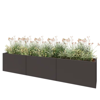 Steel planter XXL - Rectangle - 300 x 40 x 60 cm - RAL7016 matt (anthracite grey) - With bottom plate