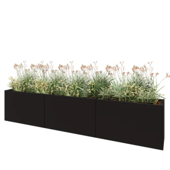 Steel planter XXL - Rectangle - 300 x 40 x 60 cm - RAL9005 matt (black) - Without bottom plate