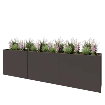 Steel planter XXL - Rectangle - 300 x 40 x 80 cm - RAL7016 matt (anthracite grey) - With bottom plate
