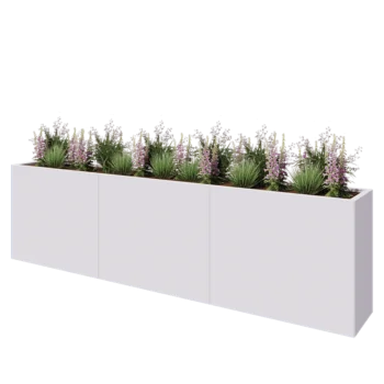 Steel planter XXL - Rectangle - 300 x 40 x 80 cm - RAL9005 matt (white) - Without bottom plate