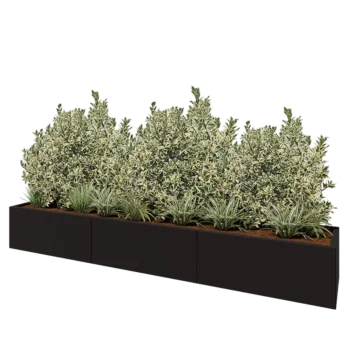 Steel planter XXL - Rectangle - 300 x 50 x 40 cm - RAL9005 matt (black) - Without bottom plate