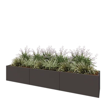 Steel planter XXL - Rectangle - 300 x 50 x 50 cm - RAL7016 matt (anthracite grey) - With bottom plate