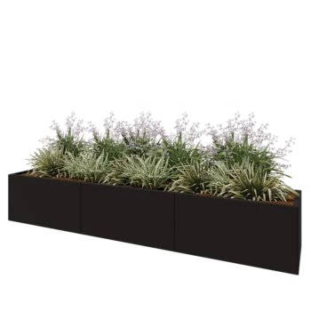 Steel planter XXL - Rectangle - 300 x 50 x 50 cm - RAL9005 matt (black) - Without bottom plate