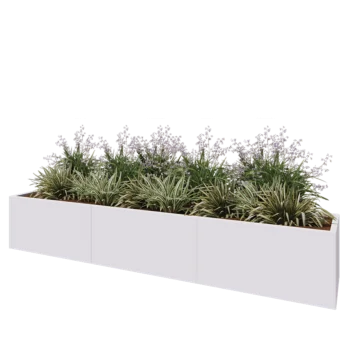 Steel planter XXL - Rectangle - 300 x 50 x 50 cm - RAL9005 matt (white) - With bottom plate