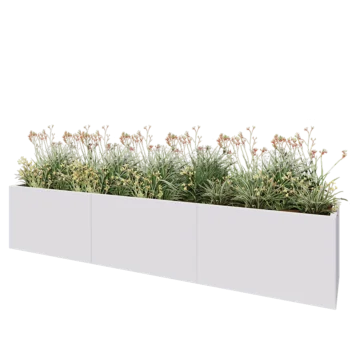 Steel planter XXL - Rectangle - 300 x 50 x 60 cm - RAL9005 matt (white) - With bottom plate