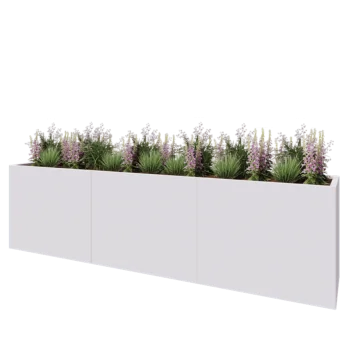 Steel planter XXL - Rectangle - 300 x 50 x 80 cm - RAL9005 matt (white) - With bottom plate