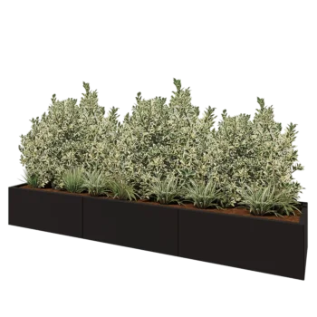 Steel planter XXL - Rectangle - 300 x 60 x 40 cm - RAL9005 matt (black) - Without bottom plate