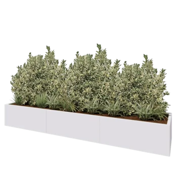 Steel planter XXL - Rectangle - 300 x 60 x 40 cm - RAL9005 matt (white) - With bottom plate