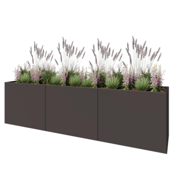 Steel planter XXL - Rectangle - 300 x 60 x 80 cm - RAL7016 matt (anthracite grey) - With bottom plate