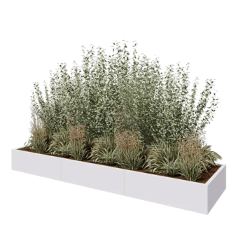 Steel planter XXL - Rectangle - 300 x 80 x 30 cm - RAL9005 matt (white) - With bottom plate
