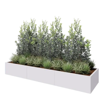 Steel planter XXL - Rectangle - 300 x 80 x 40 cm - RAL9005 matt (white) - Without bottom plate
