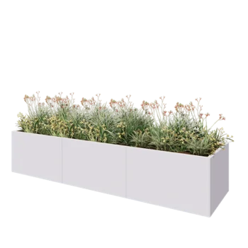 Steel planter XXL - Rectangle - 300 x 80 x 60 cm - RAL9005 matt (white) - With bottom plate