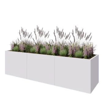 Steel planter XXL - Rectangle - 300 x 80 x 80 cm - RAL9005 matt (white) - Without bottom plate