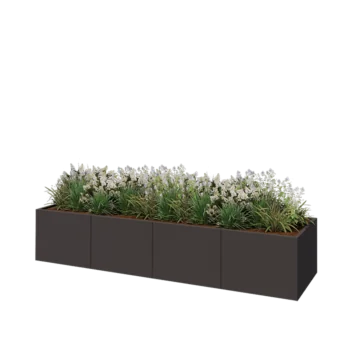 Steel planter XXL - Rectangle - 320 x 80 x 60 cm - Other RAL colour - With bottom plate