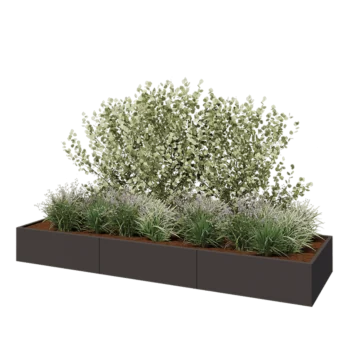 Steel planter XXL - Rectangle - 360 x 100 x 40 cm - Other RAL colour - With bottom plate