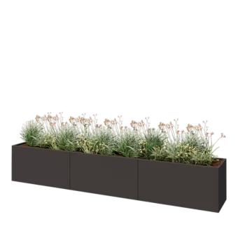 Steel planter XXL - Rectangle - 360 x 50 x 60 cm - Other RAL colour - With bottom plate