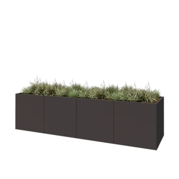 Steel planter XXL - Rectangle - 400 x 100 x 100 cm - RAL7016 matt (anthracite grey) - With bottom plate