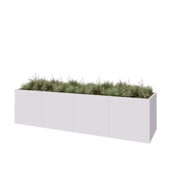 Steel planter XXL - Rectangle - 400 x 100 x 100 cm - RAL9005 matt (white) - With bottom plate