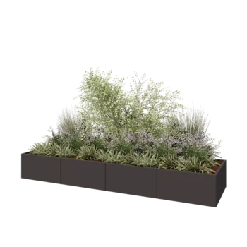 Steel planter XXL - Rectangle - 400 x 100 x 50 cm - RAL7016 matt (anthracite grey) - With bottom plate